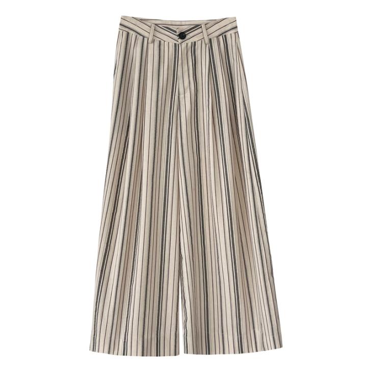 Black Stripe Wide Leg Pleated Trousers  |  Womens Trousers Clothing Trousers