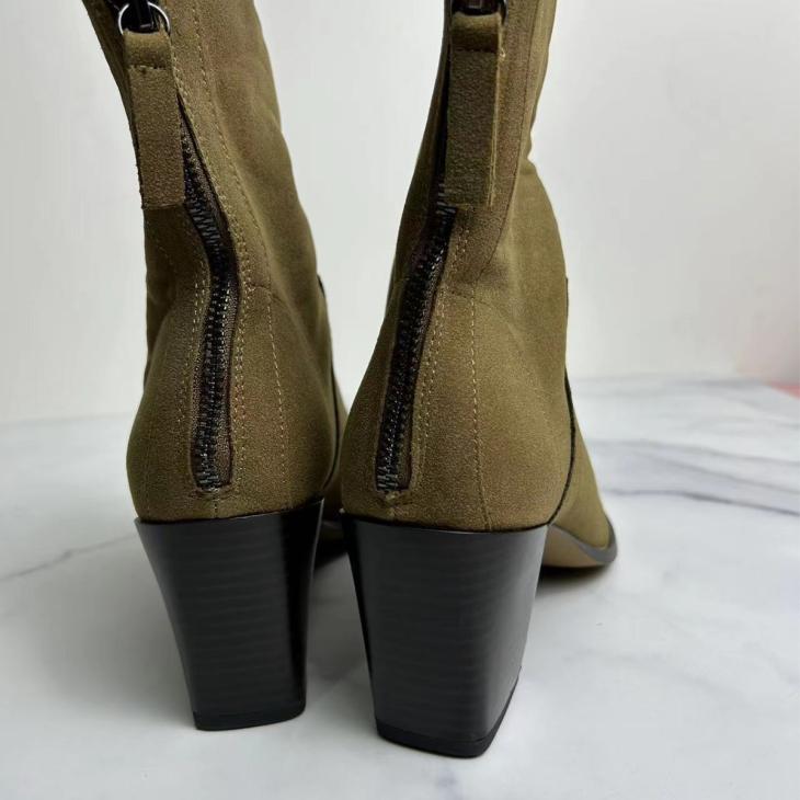 Black Suede Western Heeled Ankle Boots  |  Womens Heels Boots Boots