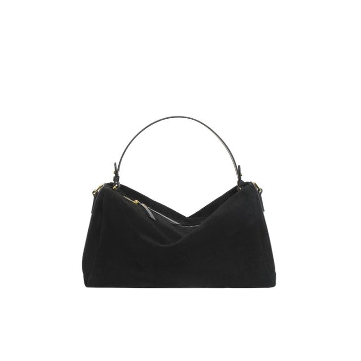 Black Suedette Lock Shoulder Bag  |  Womens Bags, Purses & Luggage Accessories Bags, Purses & Luggage