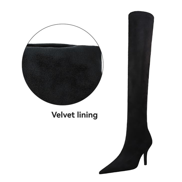 Black Thigh High Heeled Sock Boots  |  Womens Boots Boots Boots