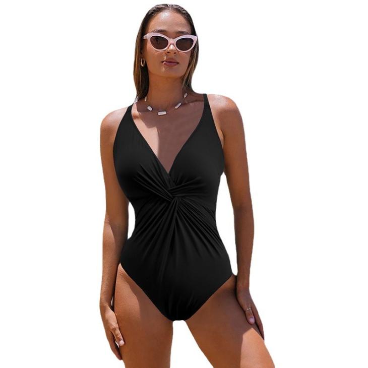 Black Twist Front Drape Bodysuit  |  Womens Tops & T-Shirts Clothing Tops & T-Shirts