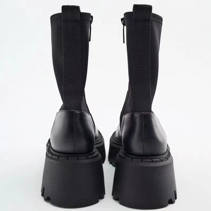 Black Wide Fit Chunky Block Heeled Boots  |  Womens Wide Fit Shoes Boots Boots