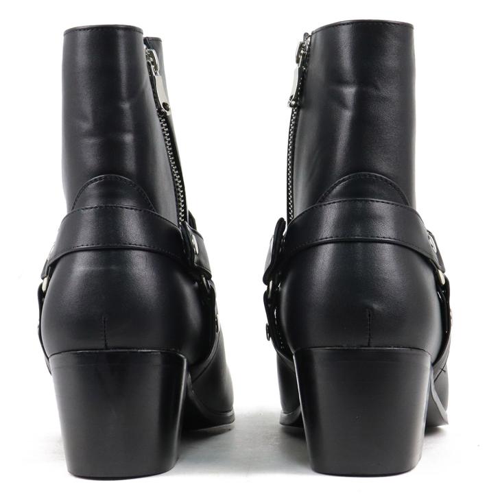 Black Wide Fit Heeled Harness Ankle Boot  |  Womens Wide Fit Shoes Boots Boots