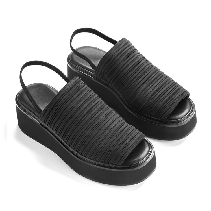 Black Wide Fit Knit Flatform Sandals  |  Womens Wide Fit Shoes Shoes Sandals