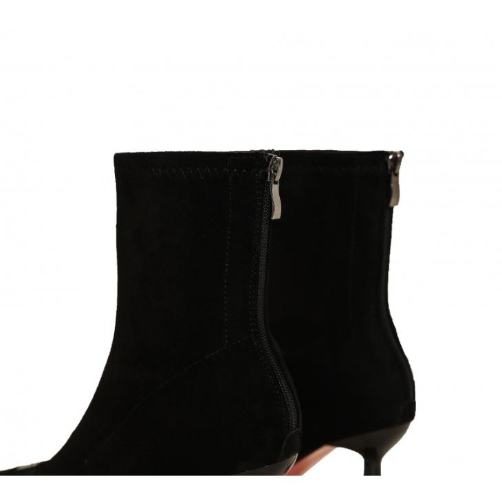 Black Wide Fit Sock Boot Heeled Sandals  |  Womens Boots Boots Boots