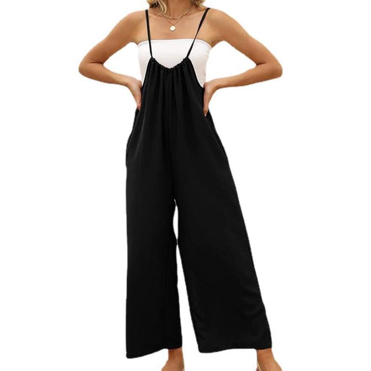 Black Wide Leg Slinky Jumpsuit  |  Womens Jumpsuits & Playsuits Clothing Jumpsuits & Playsuits