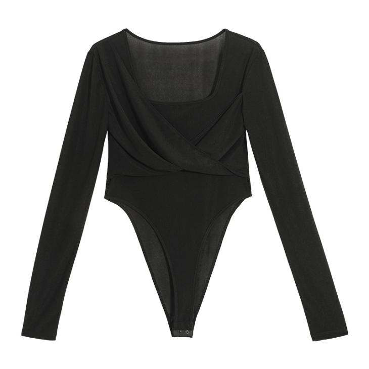 Black Wrap Bodysuit  |  Womens Tops & T-Shirts Clothing Tops & T-Shirts