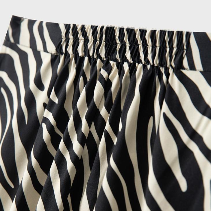 Black Zebra Print Shirred Beach Trousers  |  Womens Swimwear & Beachwear Clothing Swimwear & Beachwear