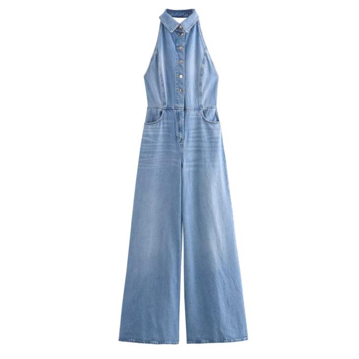 Blue Denim Wide Leg Jumpsuit  |  Womens Jumpsuits & Playsuits Clothing Jumpsuits & Playsuits