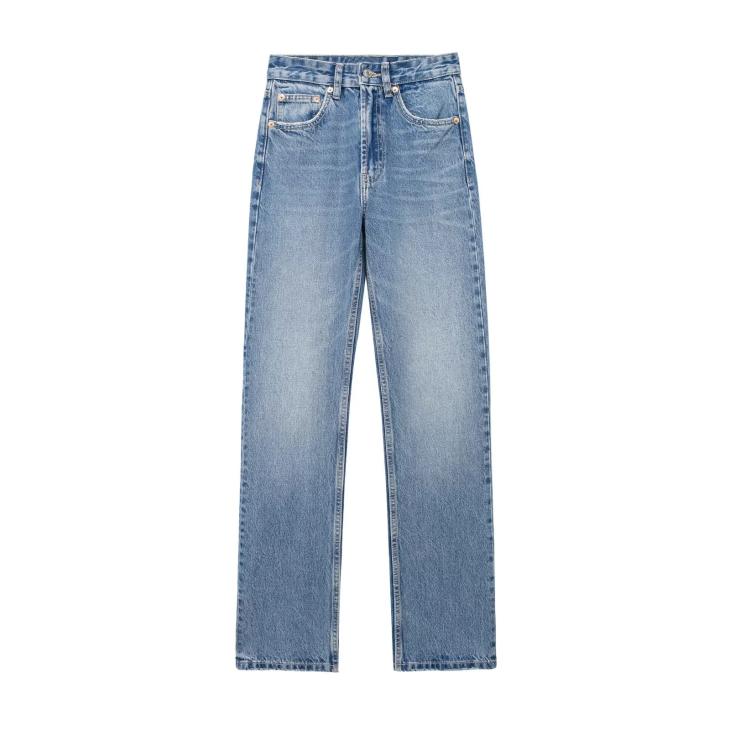 Blue High Waisted Stove Pipe Straight Jeans  |  Womens Jeans Clothing Jeans