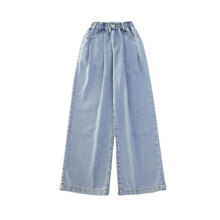 Blue Loose Wide Leg Drawstring Jeans  |  Womens Jeans Clothing Jeans