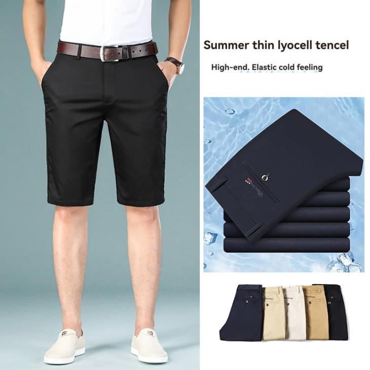 Blue Slim Fit Chino Smart Shorts  |  Mens Shorts Clothing Mens