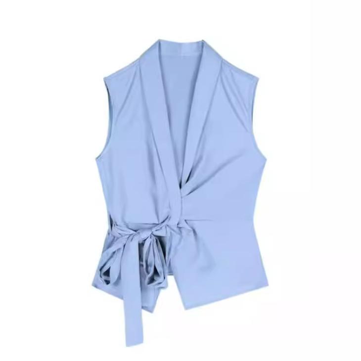 Blue Tie Side Vest Top  |  Womens Tops & T-Shirts Clothing T-Shirts & Vests