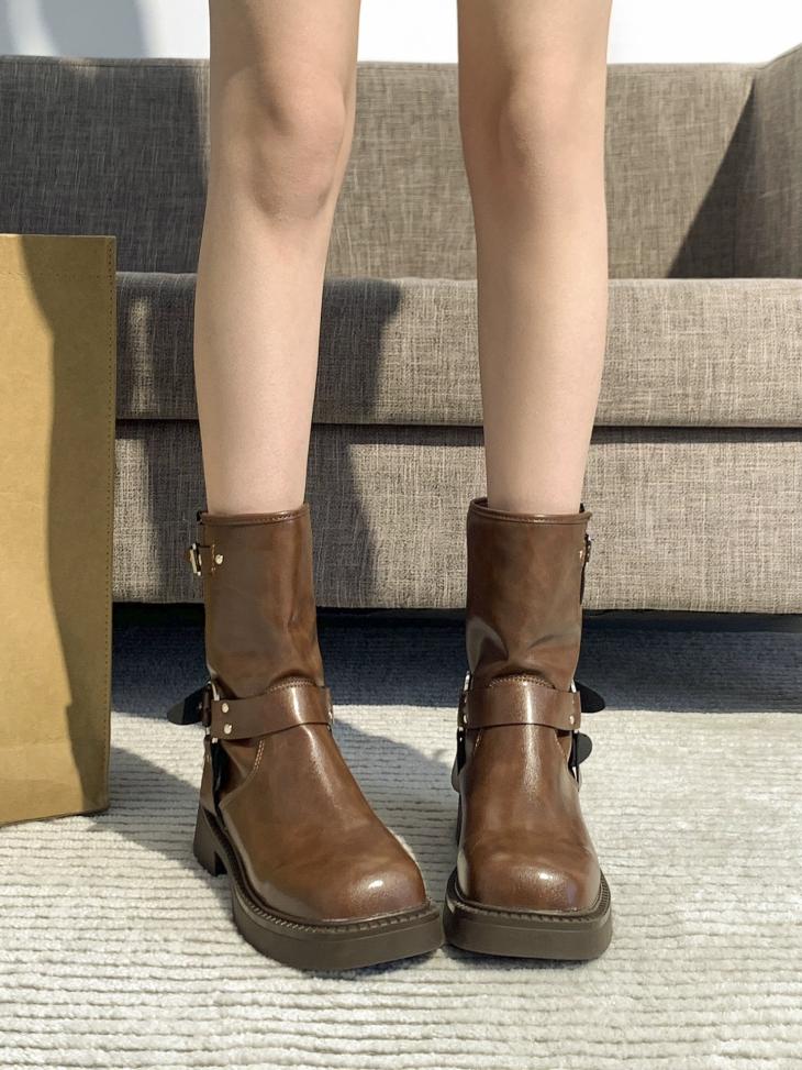 Brown Ankle Biker Boots  |  Womens Boots Boots Boots