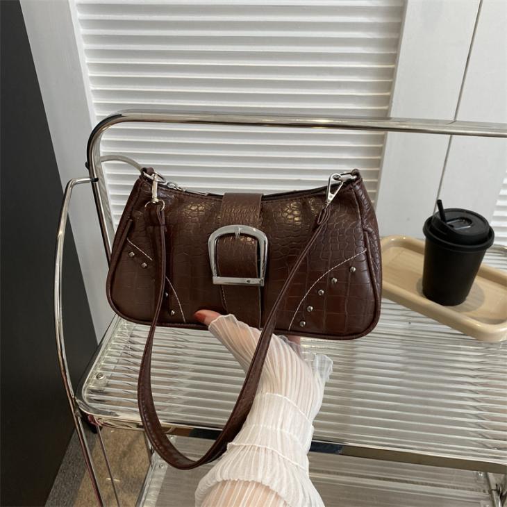 Brown Buckle Suedette Shoulder Bag  |  Womens Bags, Purses & Luggage Accessories Bags, Purses & Luggage