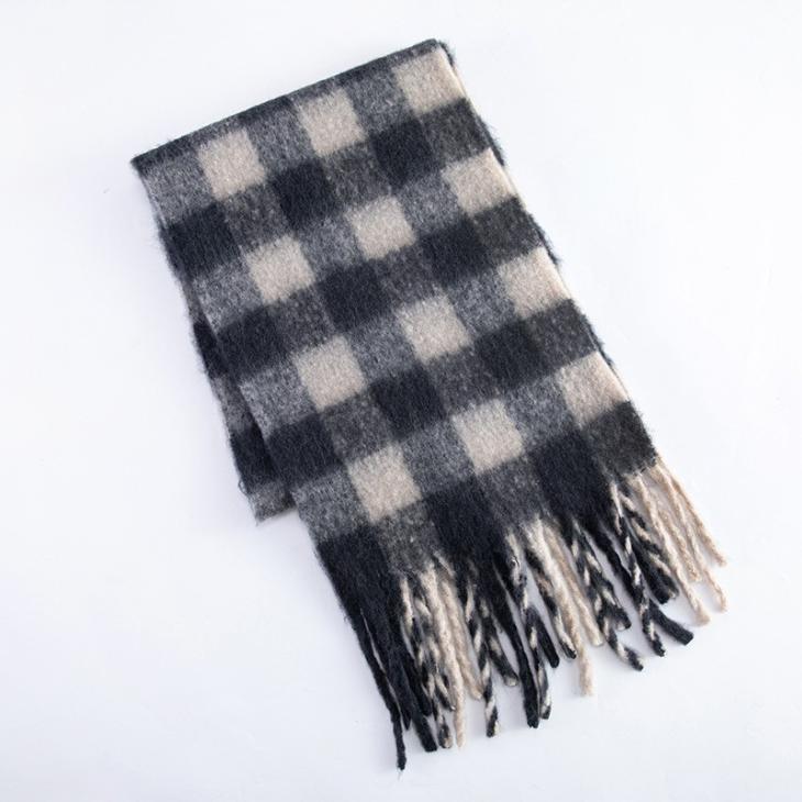 Brown Checked Brushed Scarf  |  Womens Scarves Accessories Scarves