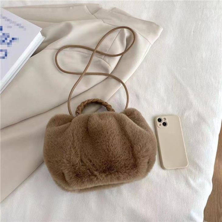 Brown Faux Fur Frame Handle Clutch Bag  |  Womens Bags, Purses & Luggage Accessories Bags, Purses & Luggage