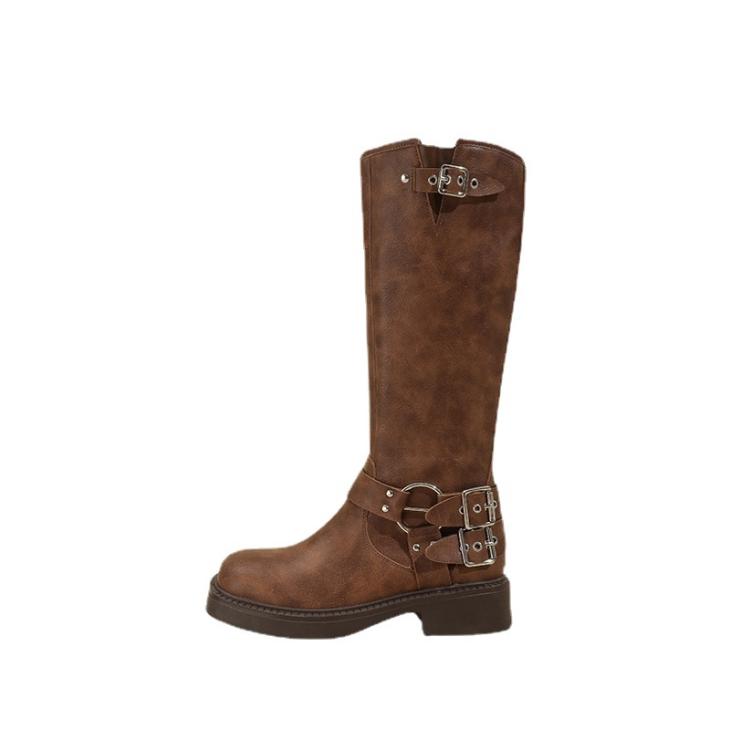 Brown High Leg Biker Boots  |  Womens Boots Boots Boots