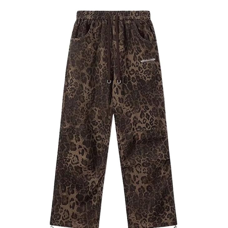 Brown Leopard Print Wide Leg Joggers  |  Womens Loungewear Clothing Co-Ord Sets