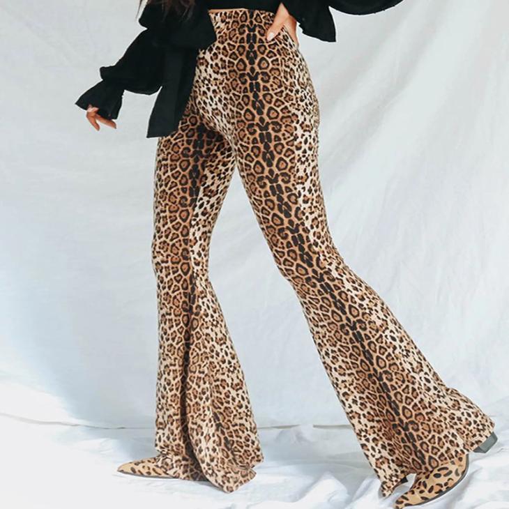 Brown Leopard Ribbed Flare Leggings  |  Womens Co-Ord Sets Clothing Co-Ord Sets