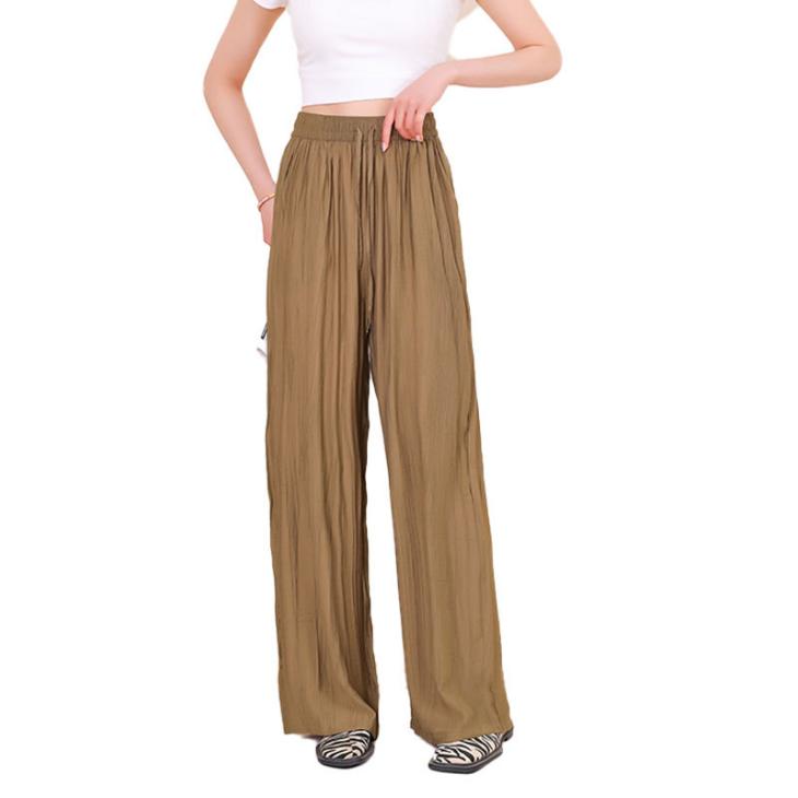 Brown Satin Crinkle Trousers  |  Womens Trousers Clothing Co-Ord Sets