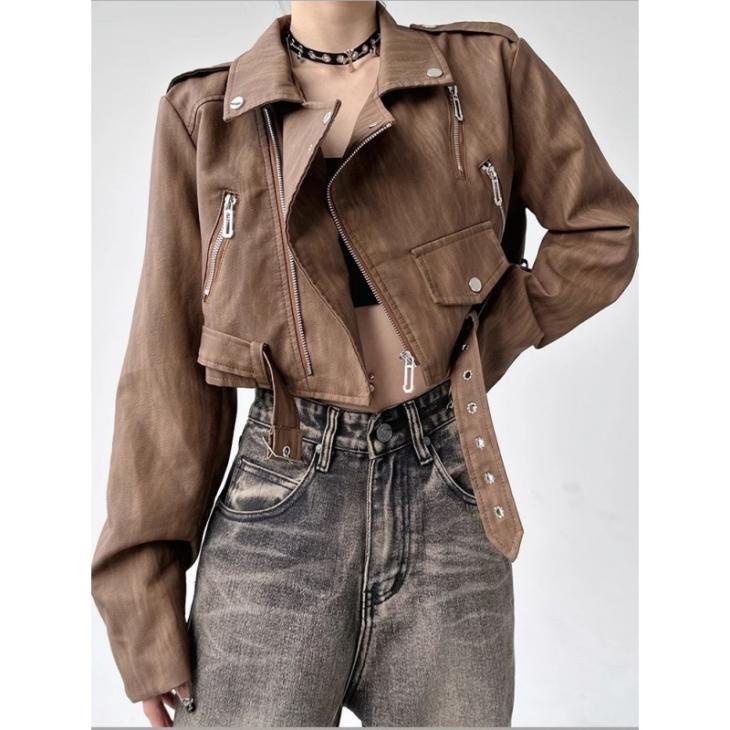 Brown Studded Fringed Leather Jacket  |  Womens Coats & Jackets Clothing Coats & Jackets