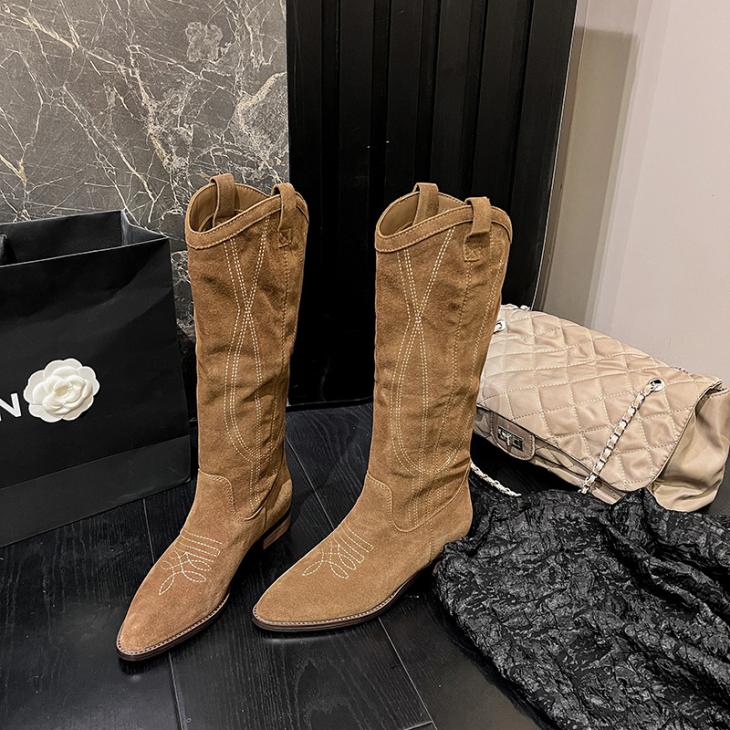 Brown Suede Knee High Western Boots  |  Womens Boots Boots Boots