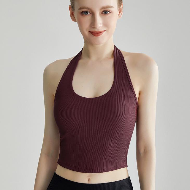 Brown Textured Halter Neck Top  |  Womens Tops & T-Shirts Clothing Co-Ord Sets