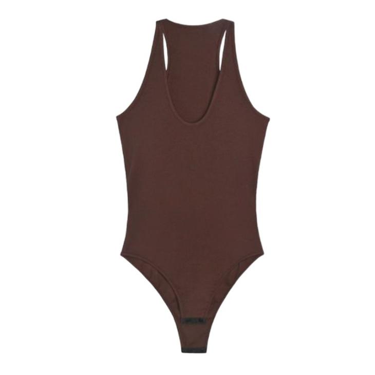 Brown V Neck Bodysuit  |  Womens Tops & T-Shirts Clothing Tops & T-Shirts