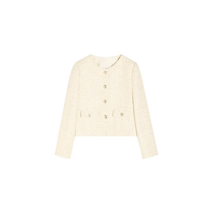 Cream Boucle Crop Trophy Jacket  |  Womens Coats & Jackets Clothing Coats & Jackets