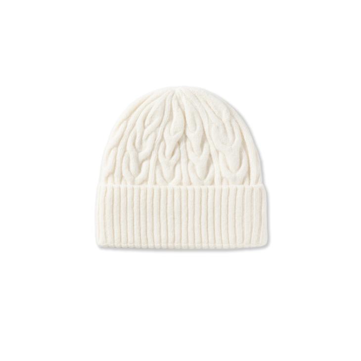 Cream Cable Knit Beanie Hat  |  Mens Hats Accessories Hats