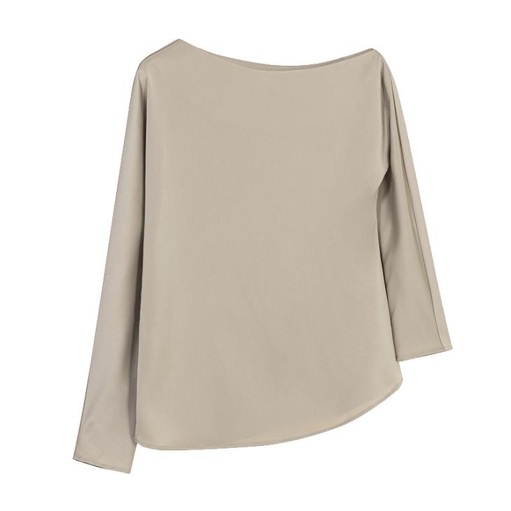 Cream One Shoulder Cuffed Blouse  |  Womens Blouses & Shirts Blouses & Shirts Blouses & Shirts