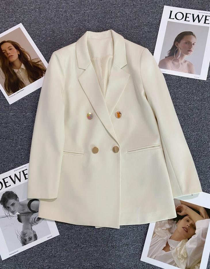 Cream Premium Double Breasted Blazer  |  Womens Blazers Blazers Blazers