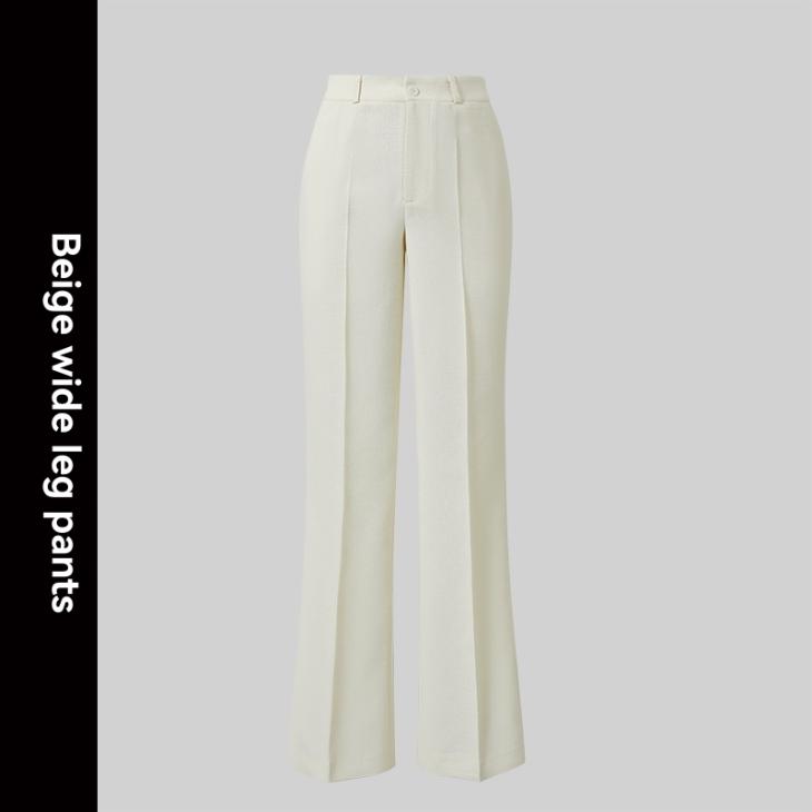 Cream Side Split Soft Flared Trousers  |  Womens Trousers Clothing Trousers