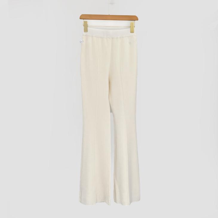 Cream Textured Flared Trousers  |  Womens Trousers Clothing Trousers