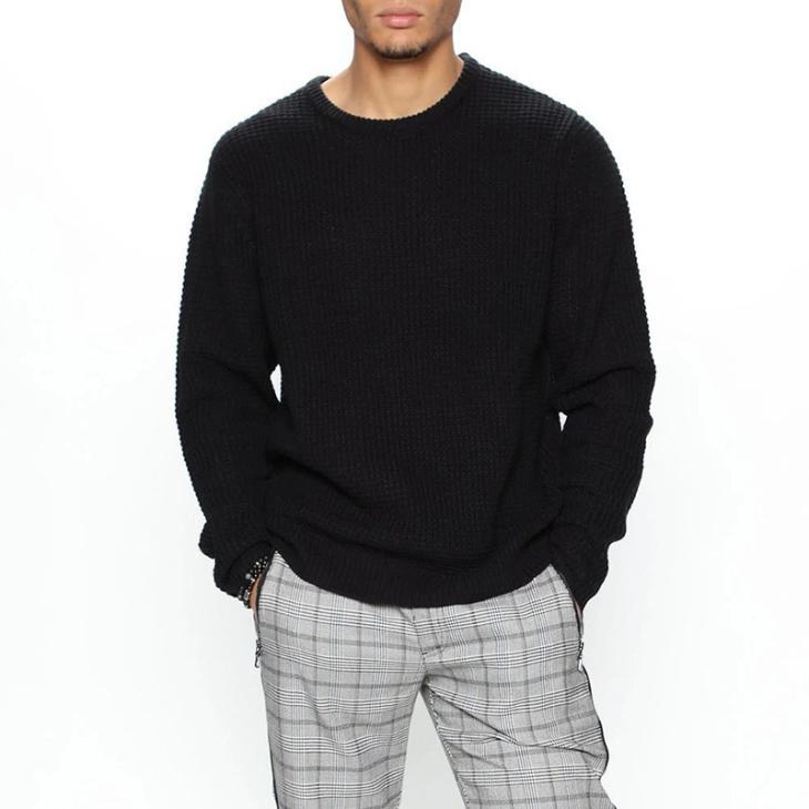 Ecru Slim Fit Waffle Textured Crew Jumper  |  Mens Jumpers & Cardigans Clothing Jumpers & Cardigans