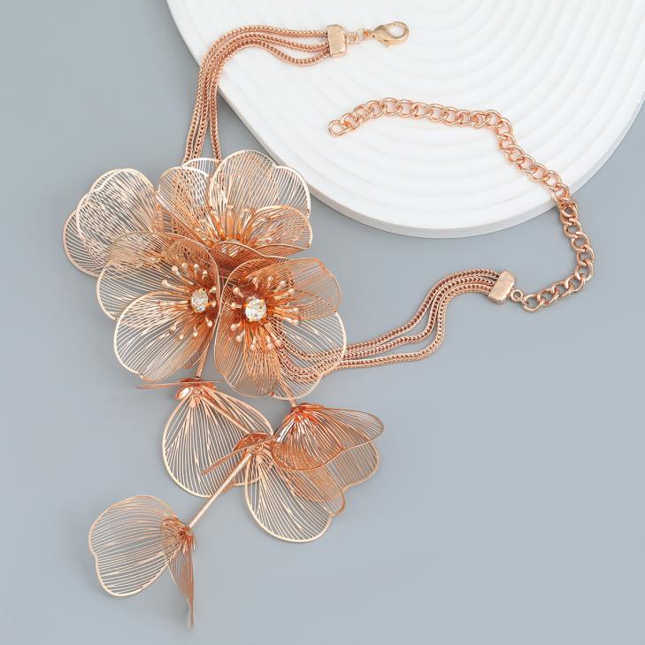 Gold Flower Drape Necklace  |  Womens Jewellery Accessories Jewellery