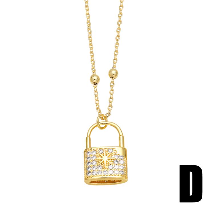 Gold M Initial Lock Necklace  |  Womens Jewellery Accessories Jewellery