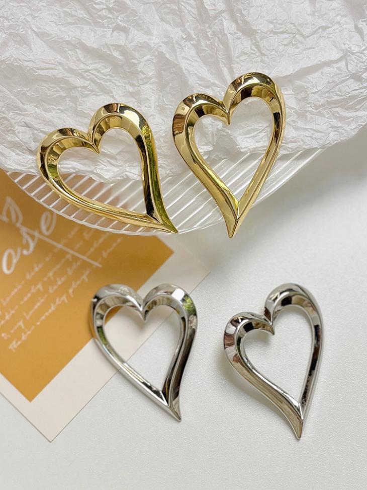 Gold Open Heart Stud Earrings  |  Womens Jewellery Accessories Jewellery