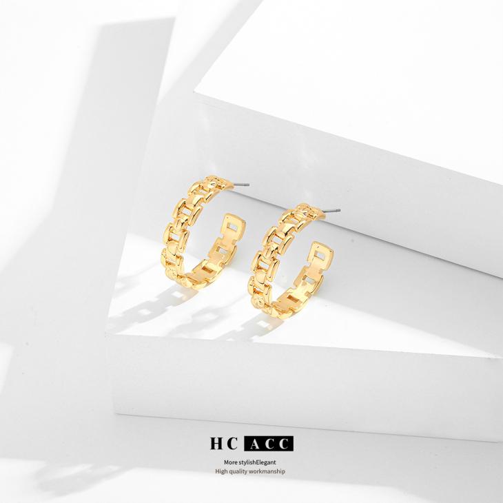 Gold Plated Chain Link Hoop Earrings  |  Womens Jewellery Accessories Jewellery