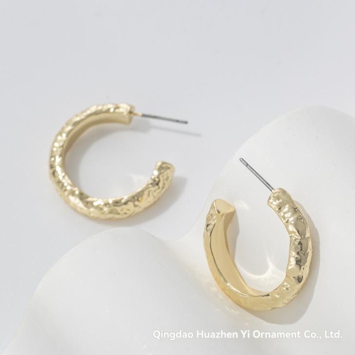 Gold Plated Textured Mini Hoop Earrings  |  Womens Jewellery Accessories Jewellery