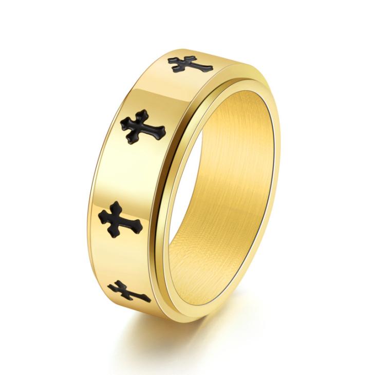 Gold Steel Circle Band Ring  |  Mens Jewellery & Watches Accessories Jewellery & Watches