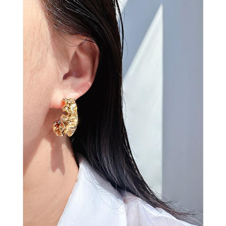 Gold Textured Hoop Earrings  |  Womens Jewellery Accessories Jewellery