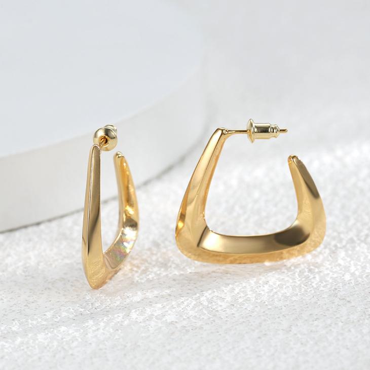 Gold Triangle Hoop Earrings  |  Womens Jewellery Accessories Jewellery