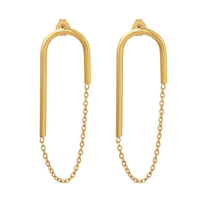 Gold Twist Chain Drop Earrings  |  Womens Jewellery Accessories Jewellery