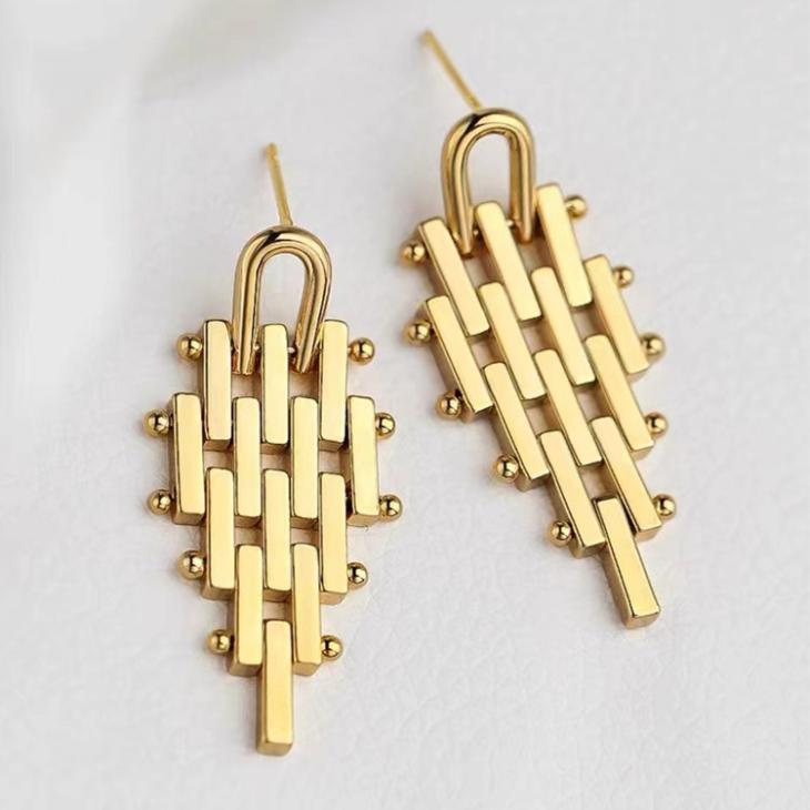 Gold Watch Strap Drop Earrings  |  Womens Jewellery Accessories Jewellery