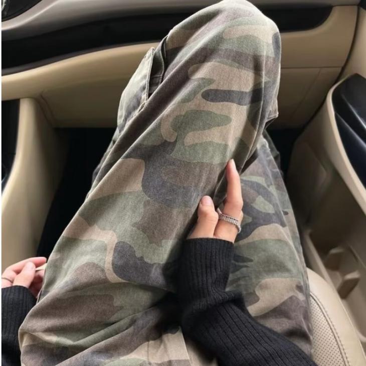 Green Camo Wide Leg Joggers  |  Womens Trousers Clothing Co-Ord Sets