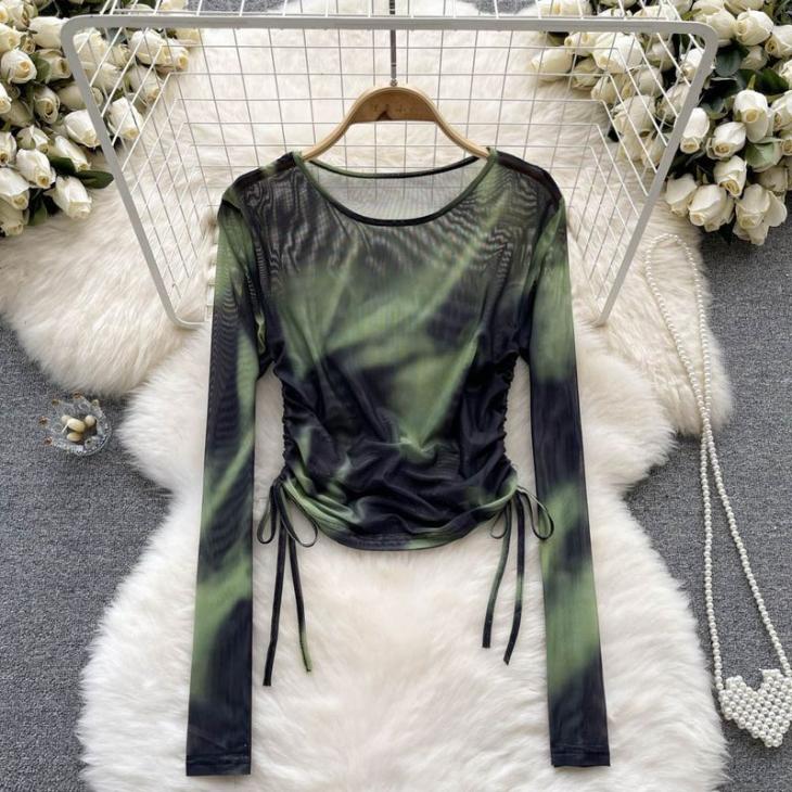 Green Mesh Asymmetric Bodysuit  |  Womens Tops & T-Shirts Clothing Tops & T-Shirts