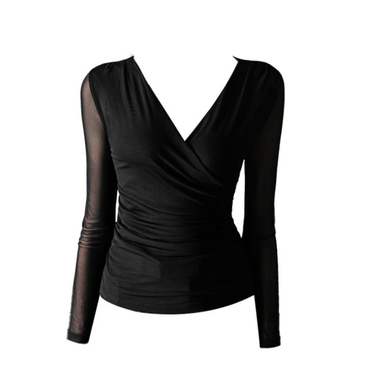 Green Mesh Wrap Long Sleeve Top  |  Womens Tops & T-Shirts Clothing Tops & T-Shirts