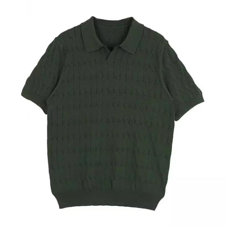 Green Regular Fit Knit Boucle Polo  |  Mens Tops Clothing Mens